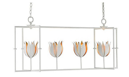 The Tulipano Rectangular Lantern is also available in a pendant version with just one tulip.
